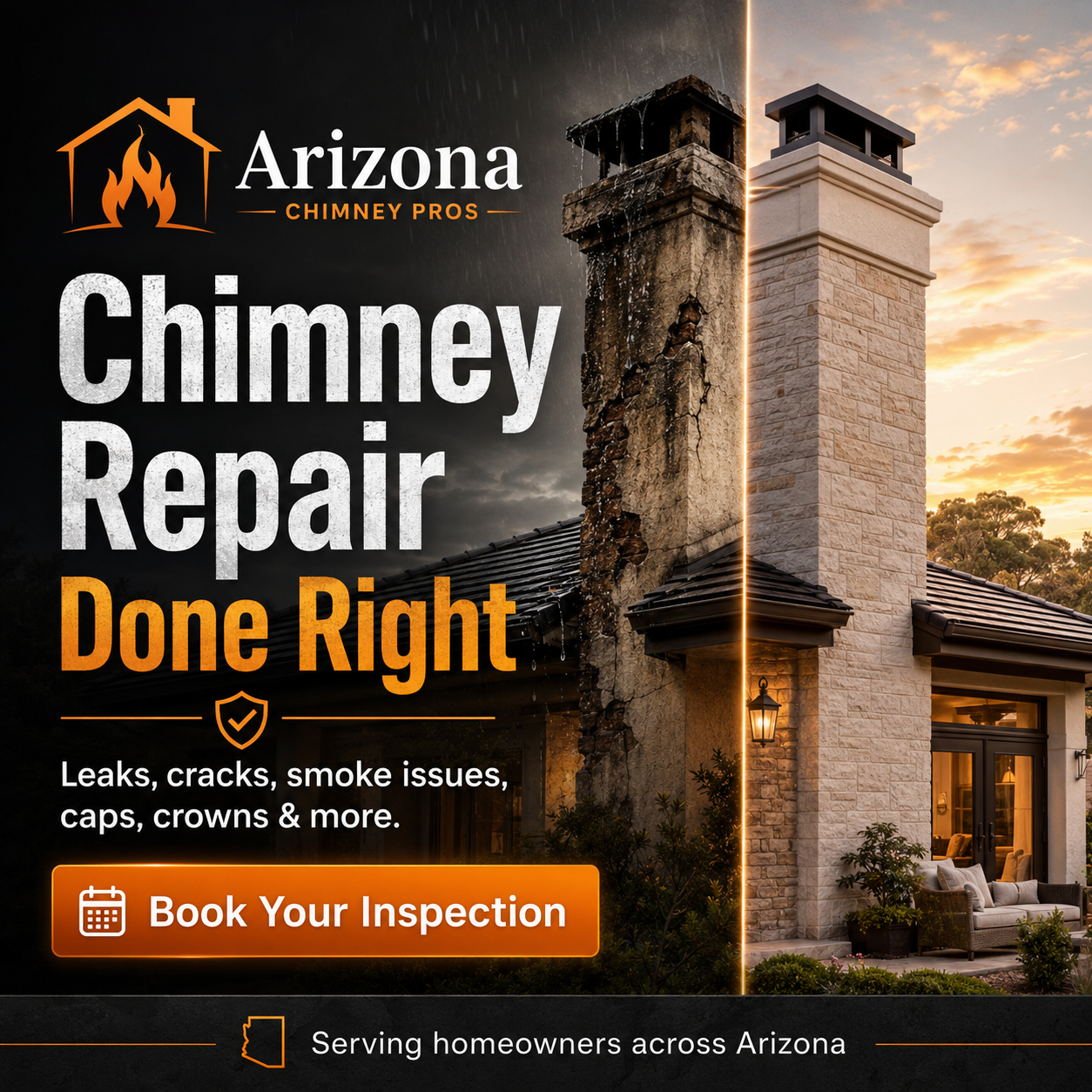 Chimney Repair Done Right — Arizona Chimney Pros technician on a Phoenix roof